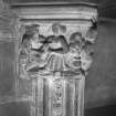 Interior - detail of chimney piece-capital depicting "family life"
