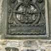 View of cartouche carved with baxters' symbols, to left of entrance to Kirkbrae House on Dean Bridge.