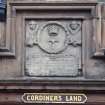 View of Cordiners' Land panel, above door to 70 West Port.