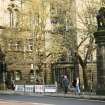 View of pillars at entrance to Middle Meadow Walk, Lauriston Place.