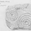 Scanned pencil survey drawing of cup and ring marked stone (in Rothesay Museum).