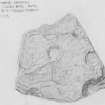 Scanned pencil survey drawing of cup marked fragment 2 from chambered cairn (now in Rothesay Museum)