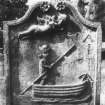 View of memorial to the wife of Alexander Duff, d. 1772,  Boatman and Burgess in Perth at Kinnoull Old Parish Church.
