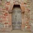 S facade, W doorway, view from S. St Magnus Cathedral.