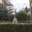 View of sculpture of a female classical figure, in garden of Westerlea School.