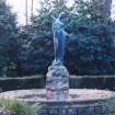 View of sculpture of a female classical figure, in garden of Westerlea School.