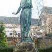 View of sculpture of a female classical figure, in garden of Westerlea School.