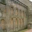 View of arcading on north wall of chancel from north east