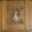 All Saints Episcopal Church, interior.  Main hall, detail of vesica in panelling.