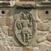 Detail of carved panel on inside of east wall, Edzell Castle.