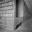 Interior-general view of shelving in the library