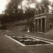 Photographic copy of postcard view of terraced garden with loggia.
Insc. 'Lennel.'
