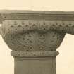 Historic photographic view showing detail of column capital 'St James'.