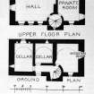 Ground and upper floor plans. Copy on glass.