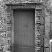 View of entrance doorway to stair tower of old Ravelston House, Edinburgh.