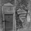 Detail of entrance and armorial panel, Tullibole Castle.