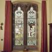 Hyndland Parish Church, interior.  Detail of stained glass window in vestry