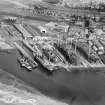 Shipyard, Church Street, Irvine.  Oblique aerial photograph taken facing north-east.