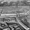 Camperdown Works and Cox's Stack, Methven Street, Lochee, Dundee.  Oblique aerial photograph taken facing north. 