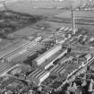 Camperdown Works and Cox's Stack, Methven Street, Lochee, Dundee.  Oblique aerial photograph taken facing east. 