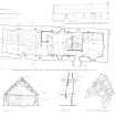 Moirlanich, House and Byre
Ground plan (1:50) , south elevation (1:100) , sections A-A1 and B-B1, axonometric view of hanging lum.
Inscribed: 'House and byre, Moirlanich by Killin'