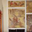 Edinburgh, Granton, Wardie Primary School.
Scene from Alice Through The Looking Glass mural paintings on wall of Assembly Hall.