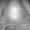 Nave, N side, detail of clerestorey window and triforium arch.