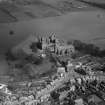 Linlithgow Palace, St Michael's Church and Loch.  Oblique aerial photograph taken facing north.