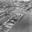 Dundee, general view, showing Camperdown Dock and Queen Elizabeth Wharf.  Oblique aerial photograph taken facing north-east.