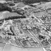 Forres, general view, showing Town Hall and St Leonard's Church, High Street.  Oblique aerial photograph taken facing south-east.