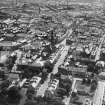 Dumfries, general view, showing Greyfriars Church, Castle Street and High Street.  Oblique aerial photograph taken facing south-east.