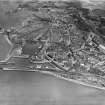 Bo'ness, general view, showing Harbour, Dock and Timber Basin.  Oblique aerial photograph taken facing east.