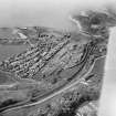 John Denholm and Co. Timber Yard and Sawmill, Corbiehall, Bo'ness.  Oblique aerial photograph taken facing north.