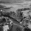 Monigaff Parish Church and Penkiln Suspension Bridge, Newton Stewart.  Oblique aerial photograph taken facing north.