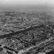 Edinburgh, general view, showing Queen Street Gardens and Firth of Forth.  Oblique aerial photograph taken facing north-east.