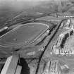 Carntyne Greyhound Racecourse, Myreside Street, Glasgow.  Oblique aerial photograph taken facing west.