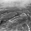 Carntyne Greyhound Racecourse, Myreside Street, Glasgow.  Oblique aerial photograph taken facing west.
