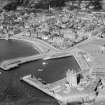 Broughty Ferry Harbour and Broughty Castle, Broughty Ferry.  Oblique aerial photograph taken facing north.