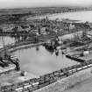 Ardrossan Old Dock and South Bay, Ardrossan.  Oblique aerial photograph taken facing east.