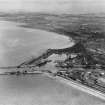 Ayr, general view, showing Ayr Harbour and Prestwick St Nicholas Golf Course.  Oblique aerial photograph taken facing north.