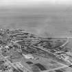 Fraserburgh Harbour and South Parish Church, Seaforth Street, Fraserburgh.  Oblique aerial photograph taken facing north-east.