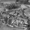 Tullis Russell and Co. Paper Mill, Glenrothes.  Oblique aerial photograph taken facing north. Power station at top. Rothes Mill on right and Rothes Bleachfield on left.