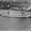 Portuguese Douro Class Destroyer, Rothesay Dock, Clydebank.  Oblique aerial photograph taken facing north.