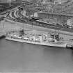 Portuguese Douro Class Destroyer, Rothesay Dock, Clydebank.  Oblique aerial photograph taken facing north.