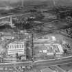 Amusements Park, Palace of Engineering and Tower of Empire, 1938 Empire Exhibition, Bellahouston Park, Glasgow, under construction.  Oblique aerial photograph taken facing north.