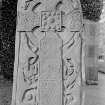 View of W side of cross-slab, St Madoes Churchyard.