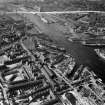 Harland and Wolff Shipbuilding Yard, Clydebrae Street, Govan, Glasgow.  Oblique aerial photograph taken facing north.  This image has been produced from a crop marked negative.