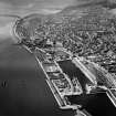 Dundee, general view, showing the Docks and Tay Bridge.  Oblique aerial photograph taken facing west.