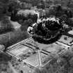 Crathes Castle Garden.  Oblique aerial photograph taken facing north.  This image has been produced from a damaged negative.