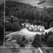 Knockespock House, Clatt.  Oblique aerial photograph taken facing north.  This image has been produced from a crop marked negative.
